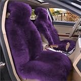 SQIFBA Sitzschoner Auto Einteiliger Plüsch-Autositzbezug Langes Wollfell Auto-Vordersitz-Schutzkissen Autoteile Autositzschutz Autositzbezüge(Lavender-1PC)