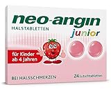 neo-angin junior Halstabletten mit leckerem Erdbeergeschmack | lindern Halsschmerzen & beruhigen die gereizte Schleimhaut | für Kinder ab 4 Jahren | mit Isländisch Moos | 24 Lutschtabletten