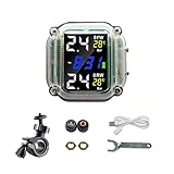 MASO 1pc Motorrad Reifendruckkontrollsystem Externer Reifendrucksensor Echtzeitüberwachung Reifendruck & Temperatur für Zweiradmotorrad Transparent