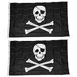 Bakemoro 2 x Piratenflagge und gekreuzte Knochen Rodger, 15,7 x 91,4 cm