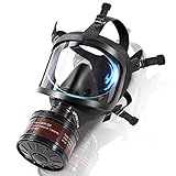 HANUU Gasmasken Survival Nuklear und Chemie, Gasmaske Militärische Taktische Atemschutzmaske, Vollgesichts-Atemschutzmaske mit 40 mm Aktivkohlefilter für Staub, Dämpfe, Chemikalien