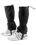 QWORK Outdoor Gamaschen Einstellbare Wasserdicht Atmungsaktive Beinschutz Gaiter Schneestiefel Legging Gaiter für Outdoor Wandern Skifahren Klettern (Schwarz)