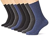 VCA 8 Paar Herren Diabetiker Socken, Ohne Gummibund, Baumwolle, Spitze handgekettelt, Gr. 43-46