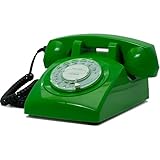 Opis 60s Cable: Das Retro-Telefon mit Wählscheibe, das nostalgische Wählscheibentelefon und Vintage Telefon mit Schnur für Klassische Anrufe in Grün