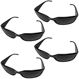 VIVIIHOO 4 Stück Schwarze Rasterbrille Pinhole Glasses für Augentraining zur Entspannung - Lochbrille mit Faltbaren