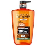 L'Oréal Men Expert XXXL Duschgel und Shampoo für Männer, Duschbad zur Reinigung von Körper, Haar und Gesicht, Herren Körperpflege für langanhaltende Frische mit Taurin, Hydra Energy, 1 x 1000 ml