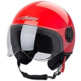 Motorradhelm Motorrad Roller Jet Helm Demi Avio Viser Homologiert SonicMoto Rot M