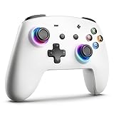 ECHTPower Switch Controller Kompatibel mit Switch/OLED/Lite, Switch Pro Controller, 9 LEDs Wireless Controller für Switch mit Turbo, 6-Achsen, Aufwachen, Gyroskop, SYNC, Makro und Screenshot -Weiß