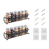 LXUDN Rocneuna 2-Teiliges Set Gewürzregal Wand Ohne Bohren, 29×8×6CM Schwarz Gewürzregal Hängend Ohne Bohren,Gewürzregal Schranktür,Metall Gewürzstände als Küchenschrank Organizer Küchenregal Wand