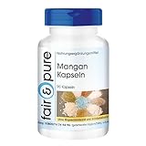 Fair & Pure® - Mangan Kapseln - 4mg als Mangangluconat - gut resorbierbar durch Gluconatform - vegan - ohne Magnesiumstearat - 90 Kapseln