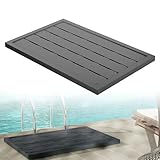 Froadp Bodenplatten aus Kunststoff rutschfeste Bodenelement für Solardusche & Brausen Streifendesign Fußbrett Außen Wetterfest Poolplatten Plattform Randleisten Blech für Duschen Gartendusche Sauna