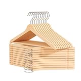 OGIVO Kleiderbügel Holz - Made in EU - Holzbügel für Ihren Garderobe - Haken um 360° drehbar - Einkerbungen im Schulterbereich - Hangers (20, Natur)