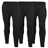 3 Stück Herren Thermounterwäsche Hose Lange Unterhose Unterhose Extrem Hot Brushed Inside Ultra Soft Hose Leggings Hose, Schwarz , 36-41