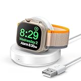 Magnetische Ladestation für Apple Watch, kabellose Schnellladestation mit Ladekabel, unterstützt Nachttischmodus, kompatibel mit Apple Watch Serie Ultra 9 8 7 SE 6 5 4 3 2 - Weiß