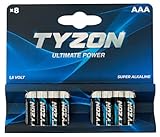 Tyzon - AAA-Alkaline Batterien, 8 Stück - Langlebige Einwegbatterien für Haushaltsgeräte