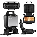 ZEEGMA GOFREE CHEF PRO Waffeleisen, hohe Leistung 1200 Watt, für belgische Waffeln, doppelt, vertikal, Antihaftbeschichtung, Temperaturkontrolle, Bereitschaftsanzeige, dicke Waffeln