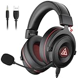 EKSA Gaming Headset, 7.1 Surround Sound PC Headset mit Noise Cancelling Mikrofon, USB & 3,5 mm Audiobuchse, LED Licht Superleichter Gaming Kopfhörer für PC/Mac/Switch / PS4 / PS5 / Xbox One