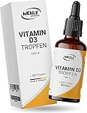 Vitamin D3 Tropfen hochdosiert - 1000 IE Vitamin D Depot je Tropfen 50ml (1850 Tropfen) - in MCT-Öl aus Kokos gelöst - Laborgeprüft. Ohne Zusätze. Hergestellt in DE