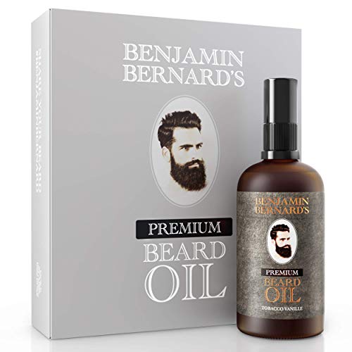 Premium Bartöl von Benjamin Bernard - Bartpflege für Männer - Mit ätherischen Ölen, Vitamin E - Natürliche Feuchtigkeit - Serum und Conditioner für Bart-Styling - Tobacco Vanille - 100 ml