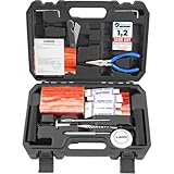 TECPO Reifenreparaturset Set 78-tlg. Auto Motorrad LKW PKW Vulkanisier Flickzeug Panne Notfall Reifendichtmittel mit T-Griff