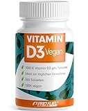 Vitamin D3 VEGAN 1000 IE - 365 Tabletten - Jahresvorrat Vitamin D3 - optimal hochdosiert - für Immunsystem und Knochen - ohne unerwünschte Zusatzstoffe - laborgeprüft mit Zertifikat - 100% vegan
