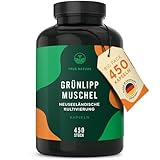 Grünlippmuschel - 450 Kapseln - 50% mehr Inhalt - Hochdosiert: 2000mg pro Tagesdosis - Ohne jegliche Zusatzstoffe - Kultiviert in Neuseeland - Deutsche Produktion - TRUE NATURE®