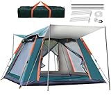 Camping Zelt Wurfzelt 4/10 Personen Sofortzelt Pop Up Strandzelt Kuppelzelt Automatisches Wasserdicht Winddichte & UV Schutz für Trekking, Wandern, Familientreffen, Outdoor (240 * 240 * 154cm(Grün))