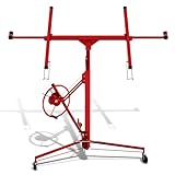 Ikodm Plattenheber klappbar XXL für Rigipsplatten, Plattenheber Trockenbau Plattenlift bis 68 kg, Höhe 132-335 cm, max Breite 294 cm, 3 Räder mit Feststellbremse, 60 Winkelverstellung, Rot
