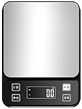 Küchenwaage 10KG, IP67 Rundum Wasserdicht Digitalwaage mit Großer Edelstahl Wiegefläche, Wiederaufladbar Lebensmittelwaage mit 10 Maßeinheiten, LCD-Display, Tara, Zählfunktion, Briefwaage Schwarz