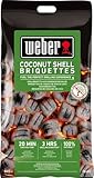 Weber Grill-Briketts aus Kokosnussschalen (8kg Sack), leistungsstark, für Lange und konstante Glut, ideal für längeres Grillen des Grillguts, 100% natürlich (18402)