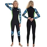 Yikayin Neoprenanzug Damen Lang, 3/2mm Neopren Tauchanzug Rückenreißverschluss, Neoprenanzug Lange Ärmel Thermal zum Schnorcheln, Kajakfahren, Surfen, SUP - Grün L