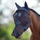 Harrison Howard CareMaster Pferde Fliegenmaske UV-Schutz Ohren und Nasenschutz Schwarz Warmblut (L)