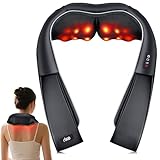 Shiatsu Nackenmassagegerät mit Wärme – 3D Massagegerät für Nacken, Schultern & Rücken, mit Netz- & Auto-Adapter, tiefenwirksame Knetmassage, Geschenkidee für Männer & Frauen