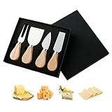 Daymi Premium 4 Teiliges Käsemesser Set,Edelstahl-Küchenkäse-Werkzeuge Mini-Käsemesser mit Holzgriff(zum Verschenken bereit)，für Kuchen-Dessert-Käsesalat