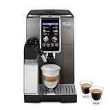 De'Longhi Dinamica Plus ECAM380.95.TB, Kaffeevollautomat mit LatteCrema Milchsystem, One-Touch-Cappuccino, mit 24 Rezepten, 3,5-Zoll TFT-Farbdisplay, 1450W, Titan/Schwarz