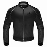 IRON JIA’S Motorradjacke Herren Abnehmbare Zertifizierte Motorradprotektoren Sommer Reiten Mesh atmungsaktiv komfortabel Herren Biker Jacke Schwarz-L