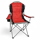 Spetebo Regiestuhl Deluxe bis 150 Kg belastbar - Farbe: rot - Campingstuhl extra breit, extra bequem, extra stabil - Angelstuhl Campingstuhl
