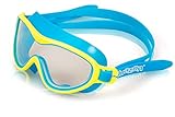 AQUAZON Wave Junior Kinder Schwimmbrille, Schnorchelbrille, Taucherbrille, Tauchmaske für Kinder, von 3-7 Jahren, sehr robust, tolle Passform, Farbe:Grün blau