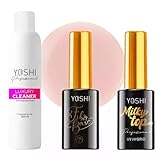 Luxus Nagelpflege-Set: Yoshi Luxury Cleaner 500ml, Milky Top 10ml & Fiber Base No.1 10ml - Für perfekte Maniküre und langanhaltenden Glanz