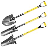 MISTER TOOL 3-TLG. Spezialspaten-Set - Kombi-, Drainage- & Wurzelspaten - Glasfaserstiel, Rutschfester Griff, langlebiger Kohlenstoffstahl - Ideal für Garten- und Landschaftsbauarbeiten