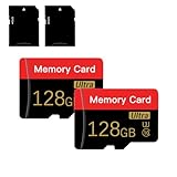 2 Stück Micro SD Karte 128GB mit SD Adapter Hochgeschwindigkeits speicherkarte für Tablet, Kamera, Drohne (Rot und Schwarz 128GB * 2)