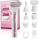 Rasierer Damen, 5-in-1 Epilierer Damen, Intimrasierer für Frauen, USB-Aufladung, Damenrasierer Elektrisch, mit Digitaler Anzeige, Damen Rasierer, für Körper, Achseln, Bikini, Augenbrauen und Nase-Rosa