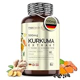 Kurkuma Extrakt Kapseln - 500mg Kurkuma Extrakt mit 95% Curcumin - 180 Stück für 6 Monate - Curcuma mit Ingwer & schwarzem Pfeffer (Piperin) für hohe Bioverfügbarkeit - Curcumin Kapseln - maxmedix