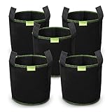 SIMBOOM 5 Stück 12L Pflanzsack Tomaten Pflanzbeutel, Stofftopf mit Griffe aus Filzstoff Pflanze Grow Bag für Tomaten, Blumen, Pflanzen und Mehr, Schwarz - 3 Gallonen