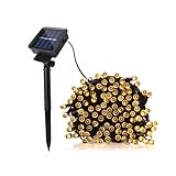 ansu 100/200 Stück LED-Lichterkette Solarleuchte Garten Outdoor Xmas Party Feenbaum Dekor Lampe (Warmweiß, 100 LEDs/12 m)