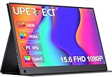 UPERFECT Portable Monitor FHD 1080P, 15,6 Zoll Tragbarer IPS-Mattbildschirm, mit Standard-HDMI/Typ-C, VESA-kompatibel, Zweitdisplay für Laptop/PC/PS/Smartphone/Switch, mit Intelligente Abdeckung