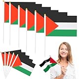 10 Stück Flagge Palästina, 12.7 x 20.3 cm Palästina Flagge klein Palästinensische Fahne Doppelseitig Hand Mini Flaggen mit Stange Wetterfeste Fahnen Peace Flaggen, Für Parade