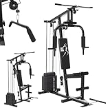 ArtSport Kraftstation ProfiGym 2000 mit Latzug- & Butterflystange, Seilzug & Beinstrecker - 9 Gewichte mit 40kg - Multistation Krafttraining Zuhause