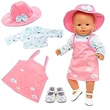 Miunana Kleidung Puppenkleidung Outfits für Baby Puppen, Kleidung Hut Schuhe für 35-43 cm Puppen (Pink)
