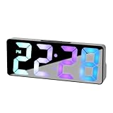 OHHXGK Wecker Digital, Farbe LED Digitaler Weckerwecker, Anzeige von Zeit/Temperatur Regelbar Digital Uhr für Schlafzimmer, Küche, Wohnzimmer, Batterie/USB 2 Stile, 12/24H